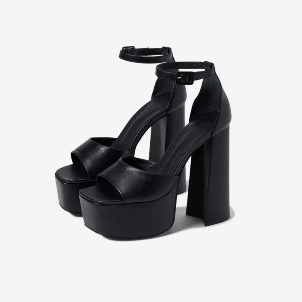 Black Leather Platform Heel- new, never worn